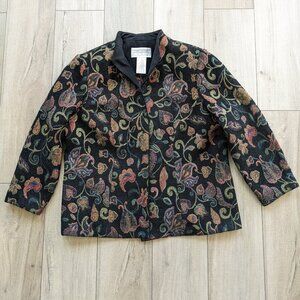 Vintage Tapestry Paisley Jacket Women's 18 Jacquard Dark Floral Whimsigoth Boho